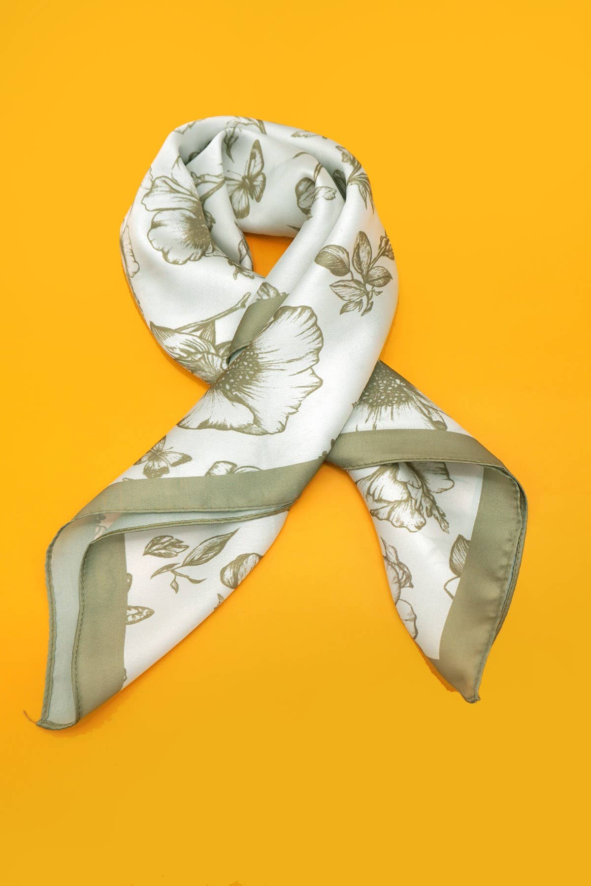 Petite Flower Print Silky Bandana Scarf