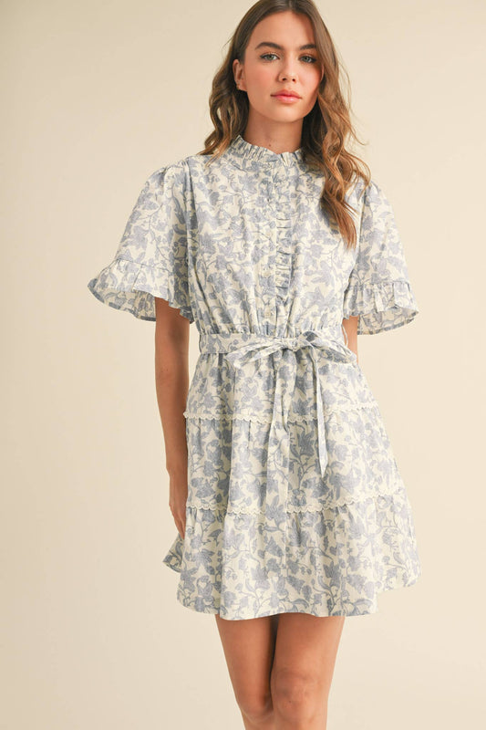 Flirty Ruffled Floral Button Down Mini Dress