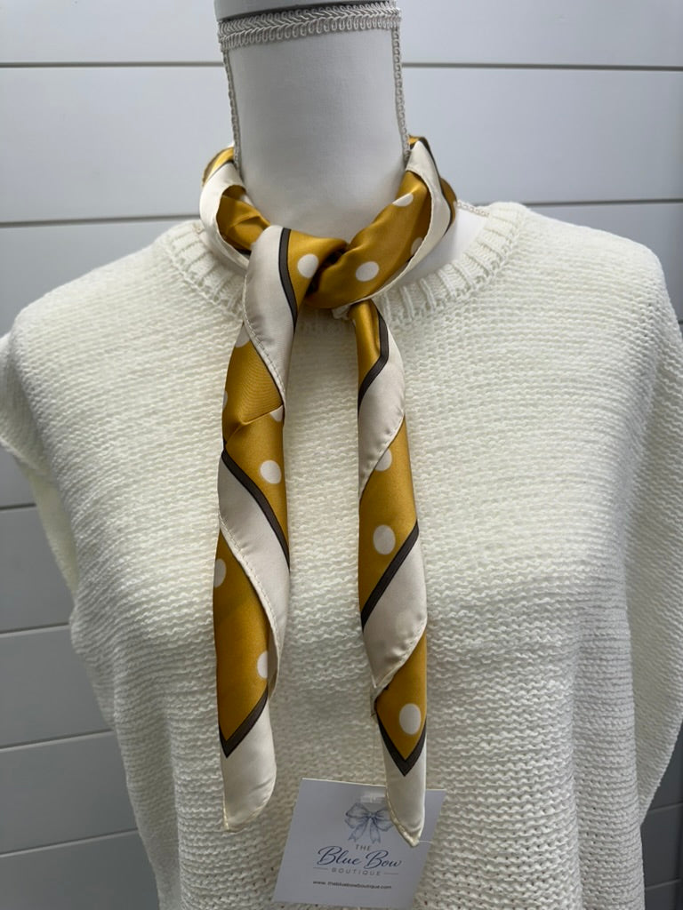 Vintage-Inspired Polka Dot Silk Texture Square Scarf