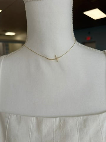 Shiny Side Cross Necklace
