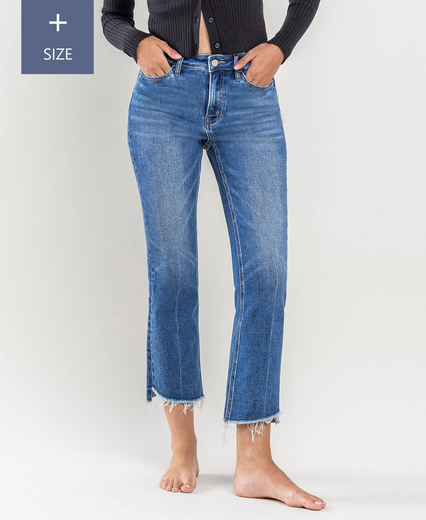 High Rise Raw Step Hem Flare Jeans - Plus Size