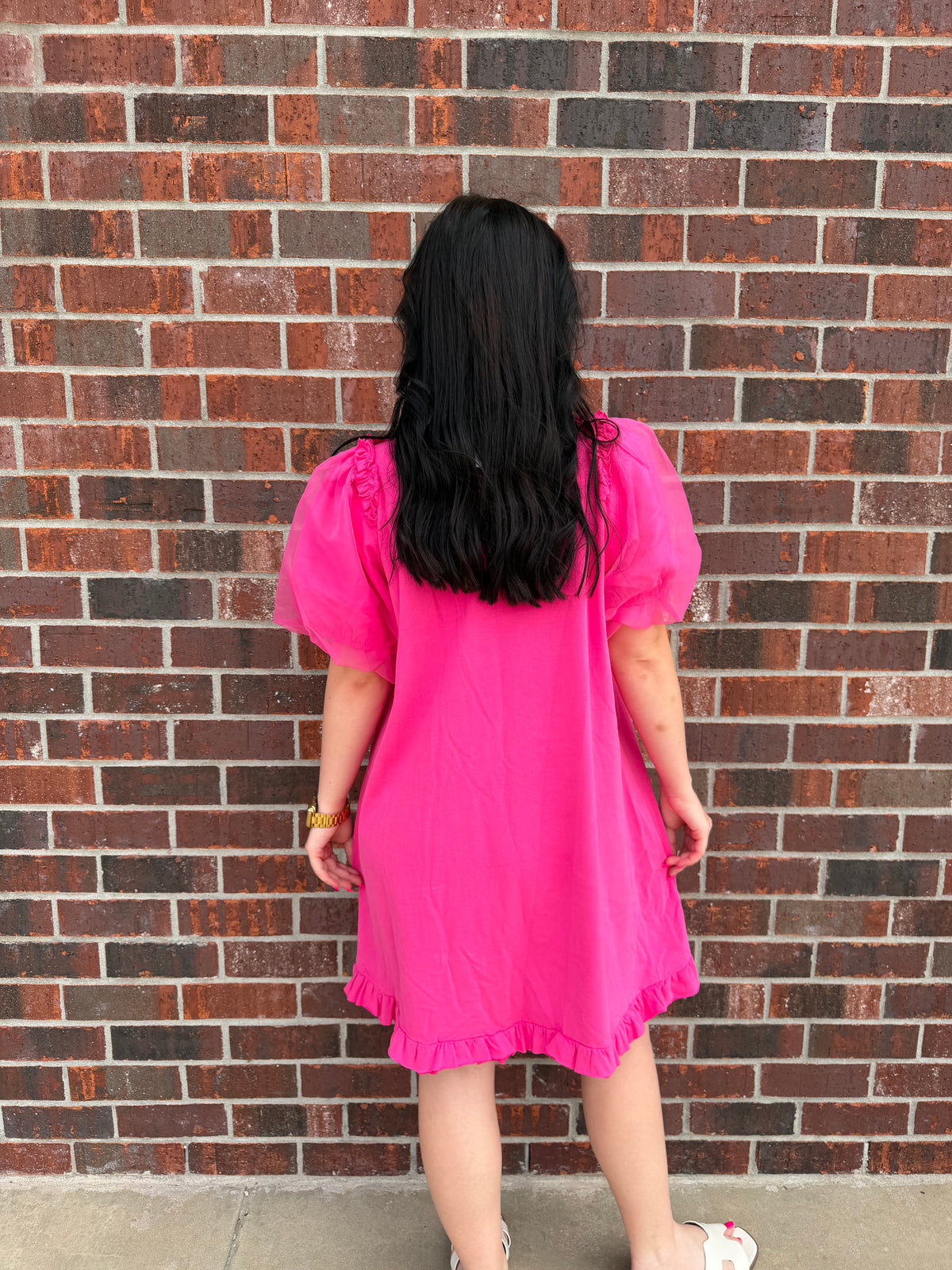Playful Puff Sleeve Ruffle Hem Dress
