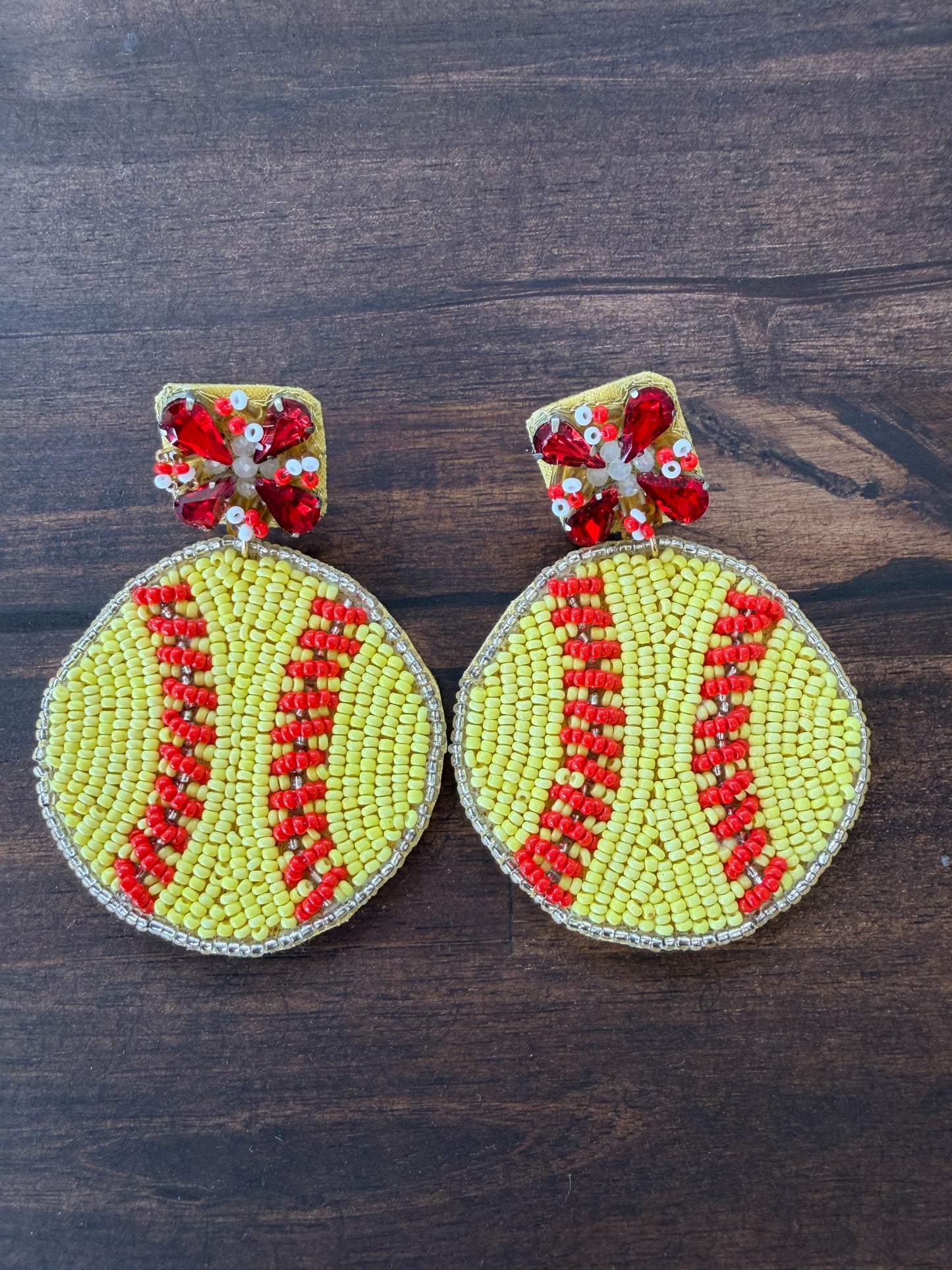 Beaded Softball Earrings