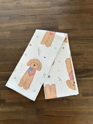 Patriotic Pup Waffle Kitchen Towel