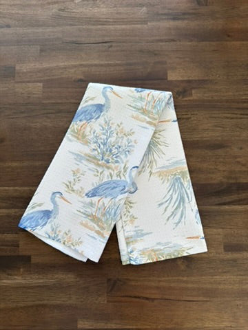 Coastal Heron Waffle Kitchen Towel