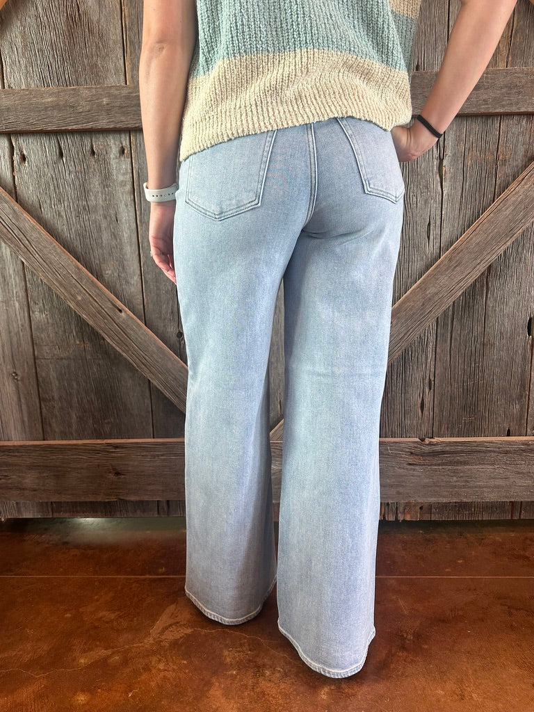 High Rise Palazzo Wide Leg Jeans