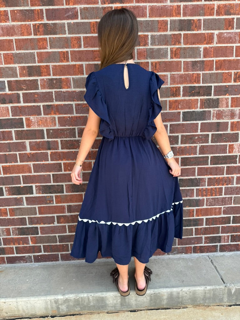 Ric Rac Ruffle Midi Dress