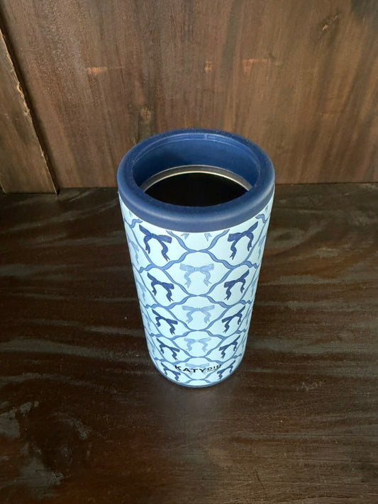 Blue Coquette Bows Slim Can Koozie