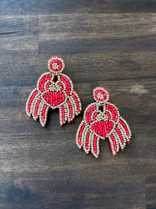 Beaded Patriotic Crab Earrings