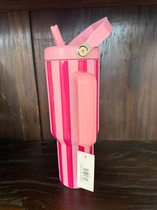 Pink and Hot Pink Striped 38 Oz Cabana Jug Tumbler