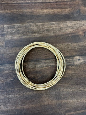 Mixed Dainty Metallic Bangle Bracelets Set