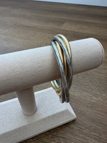 Knotted Metallic Coil Bracelet Set
