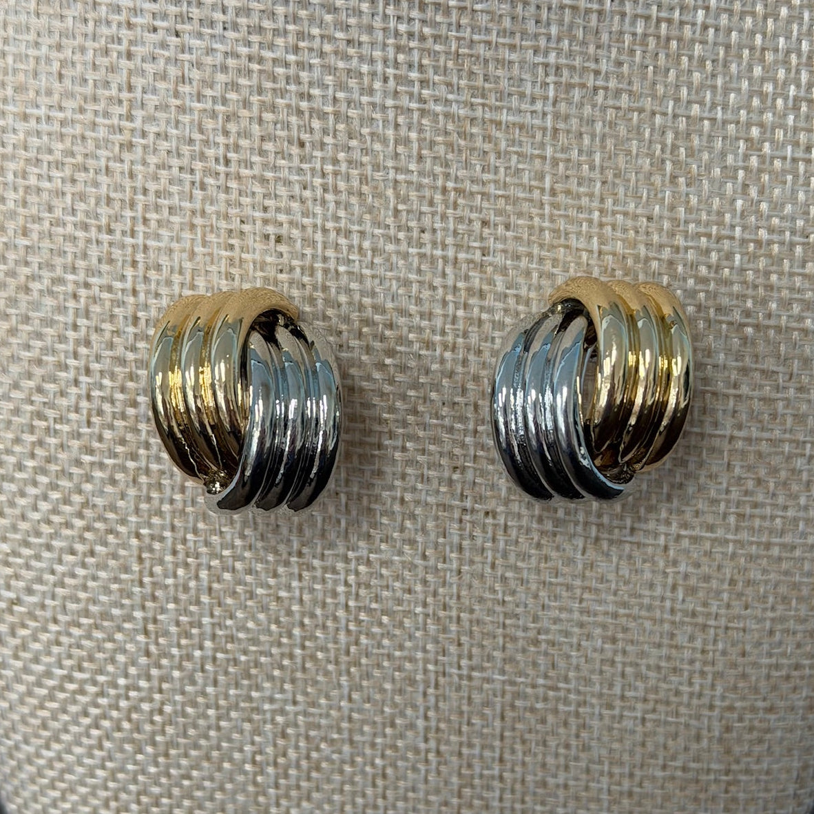Two tone fashion post earrings