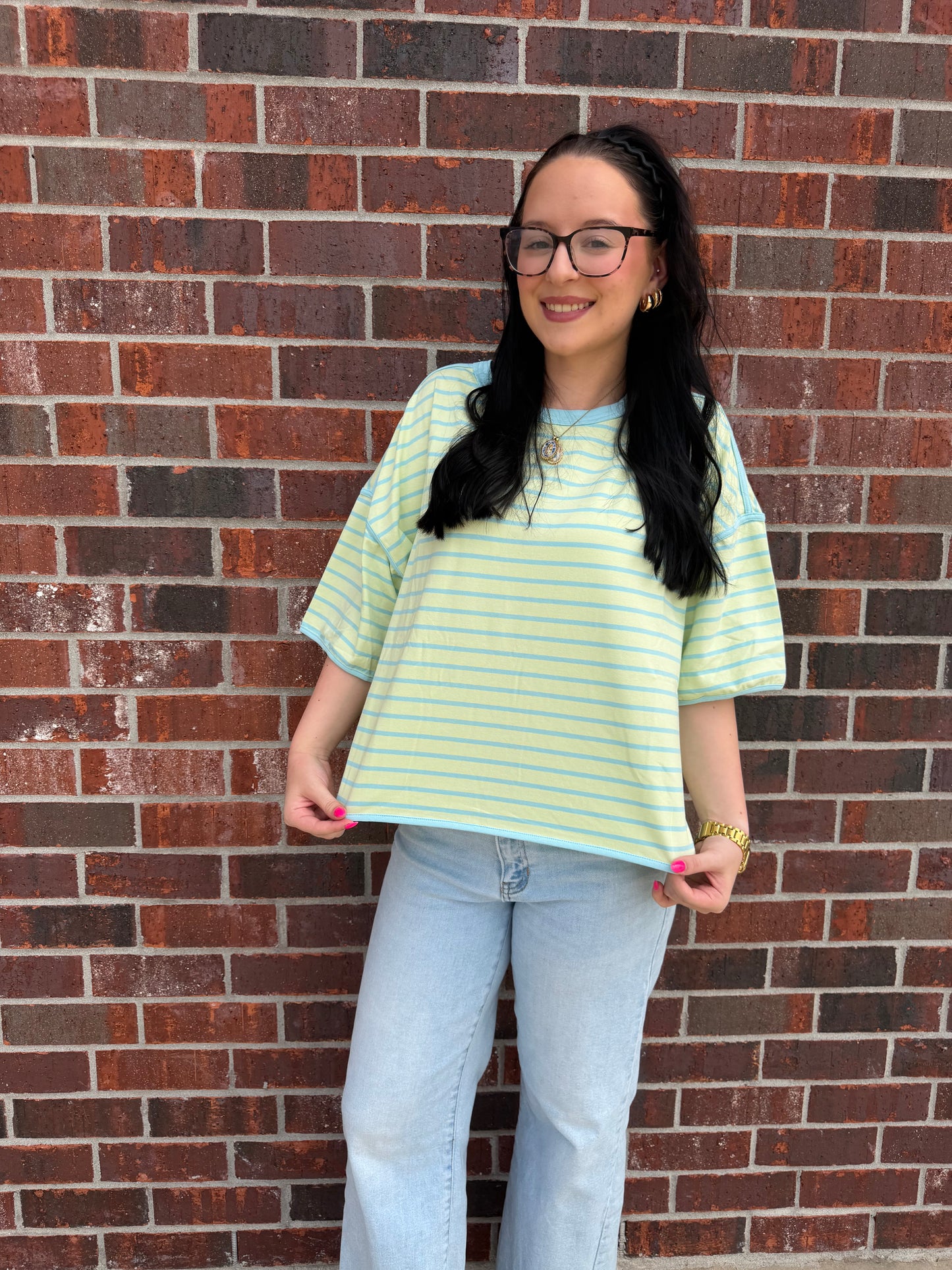 Striped Relaxed Fit Knit Tee