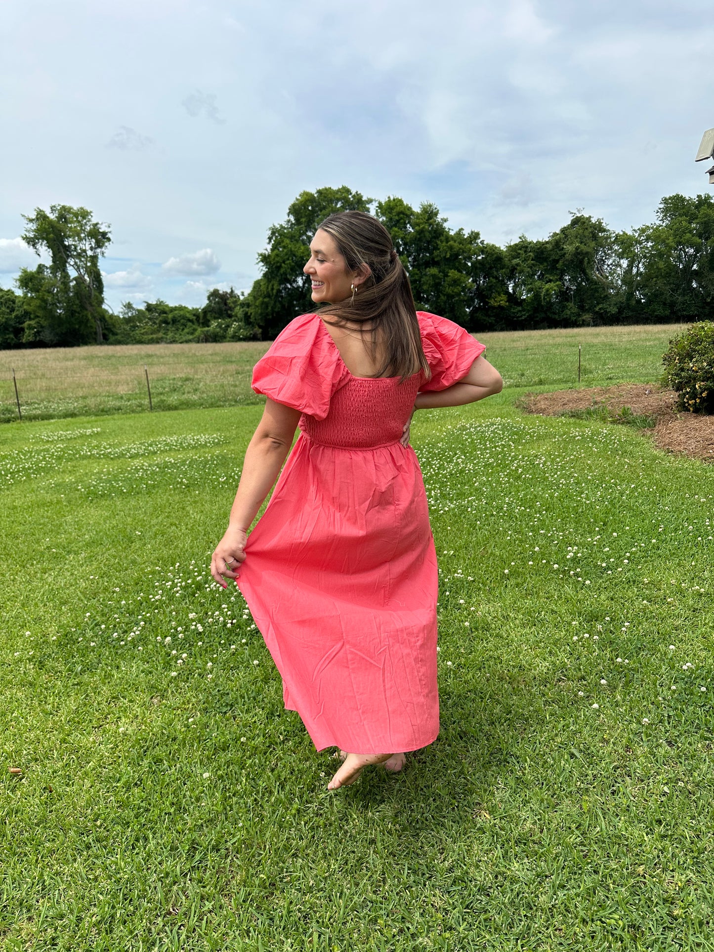 Flirty Puff Sleeve Midi Dress
