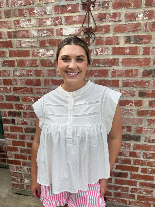 Drop Shoulder Laced Top