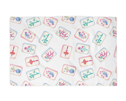 Mahjong Kitchen Towel Mah jongg Tile Game Decor Hostess Gift