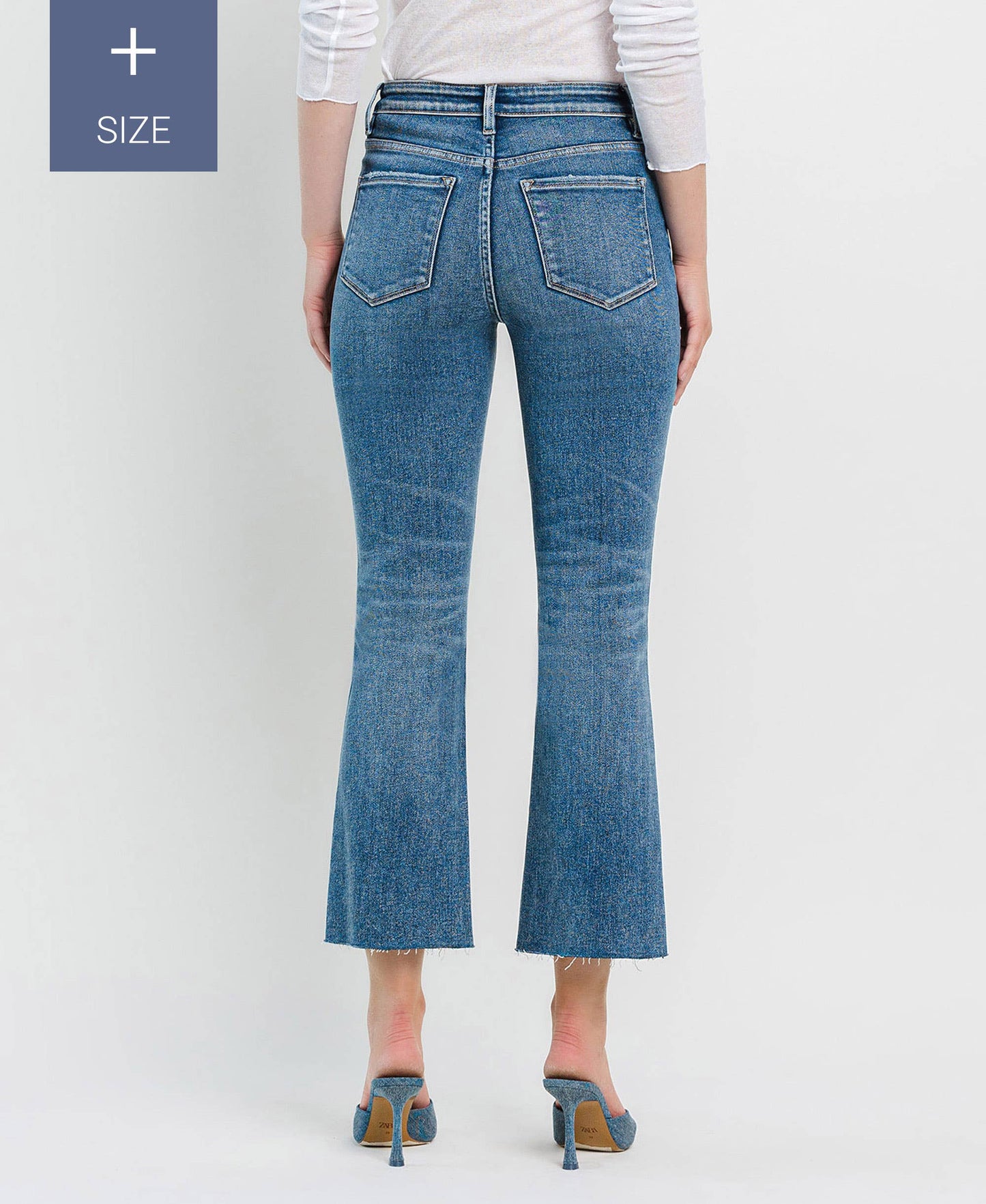 High Rise Clean Cut Raw Hem Crop Flare - Plus Size