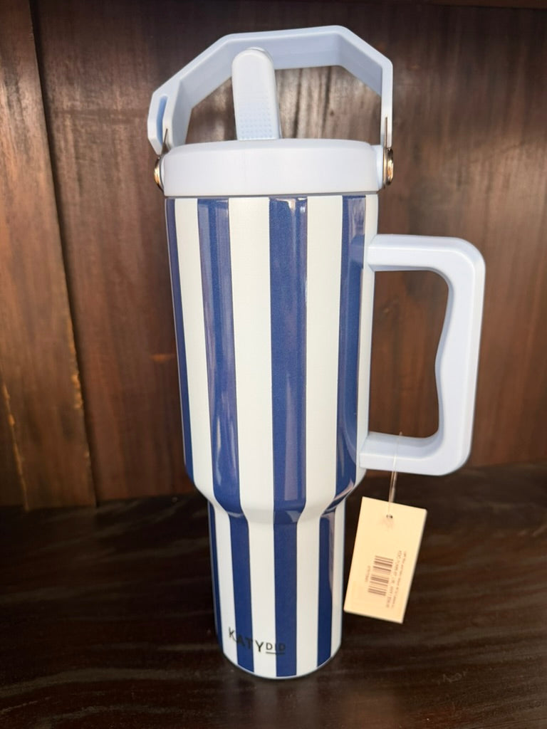 Light Blue and Navy Striped 38 Oz Cabana Jug Tumbler