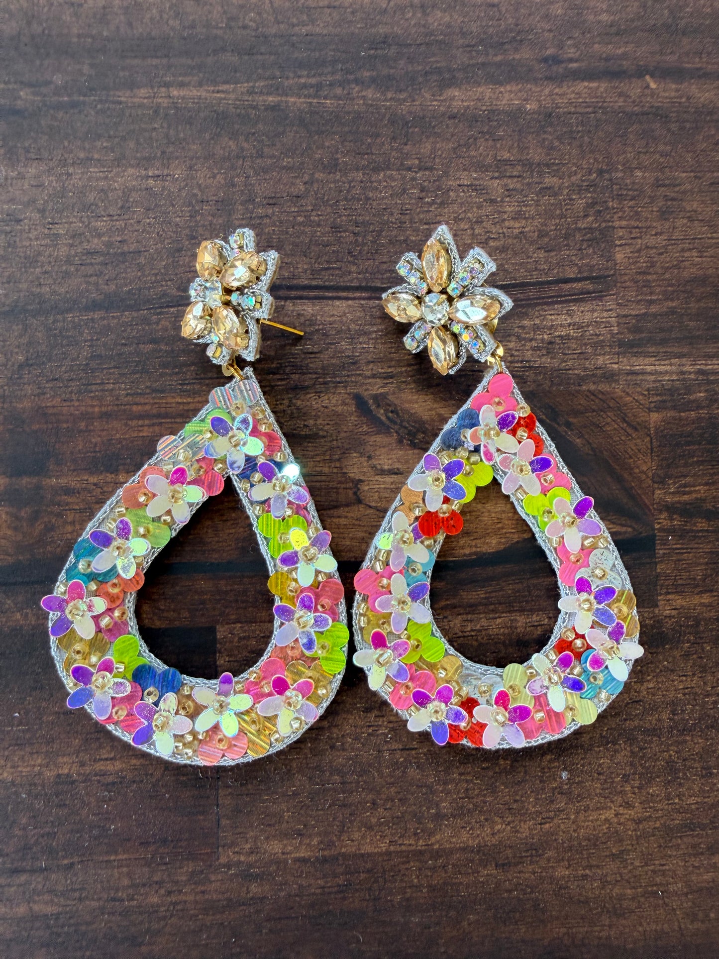 Spring Flower Beaded Easter Earrings