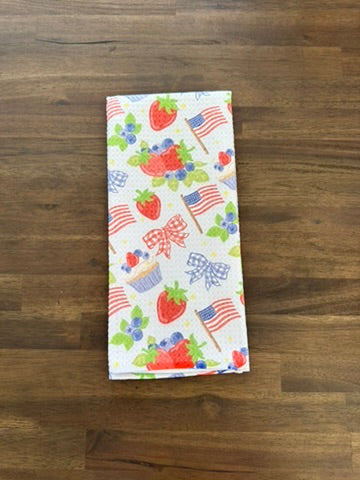 4th of July Hydrangea Waffle Kitchen Towel