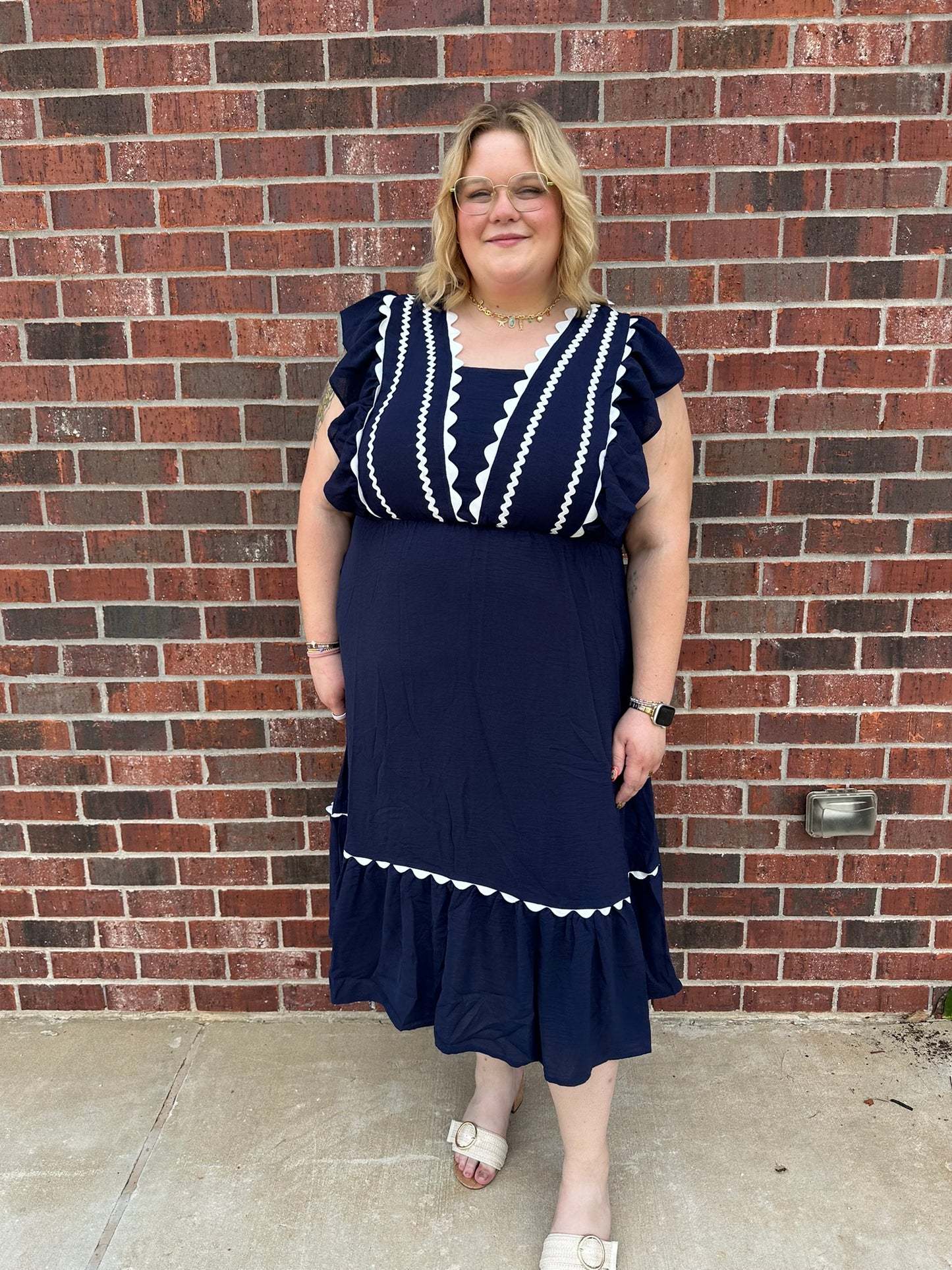 Ric Rac Ruffle Midi Dress