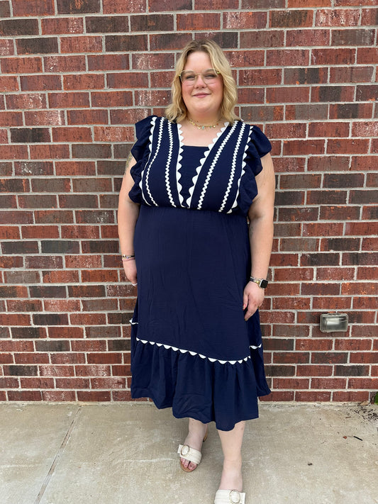 Ric Rac Ruffle Midi Dress