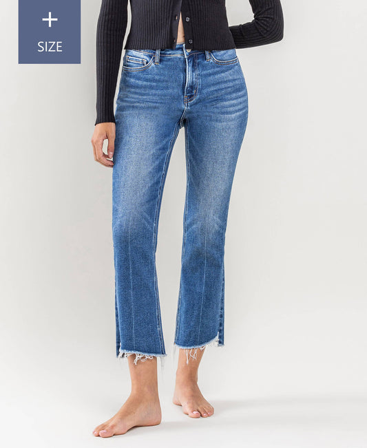 High Rise Raw Step Hem Flare Jeans - Plus Size