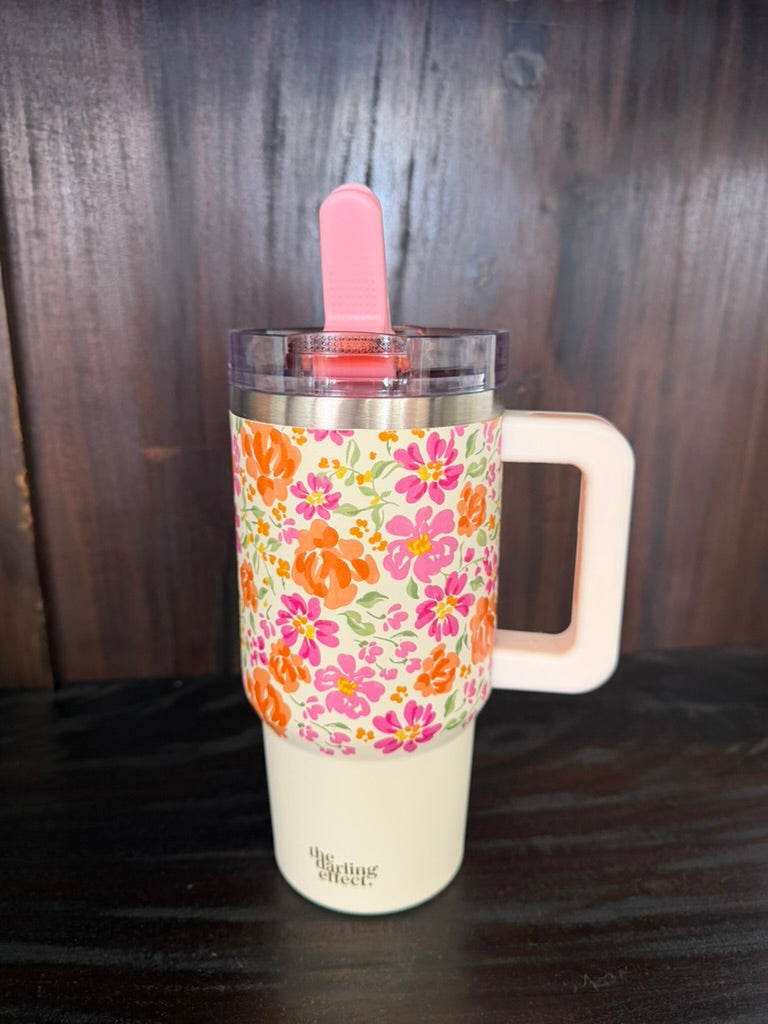 20 oz Lifestyle Flip Straw Tumbler-Secret Garden Pink