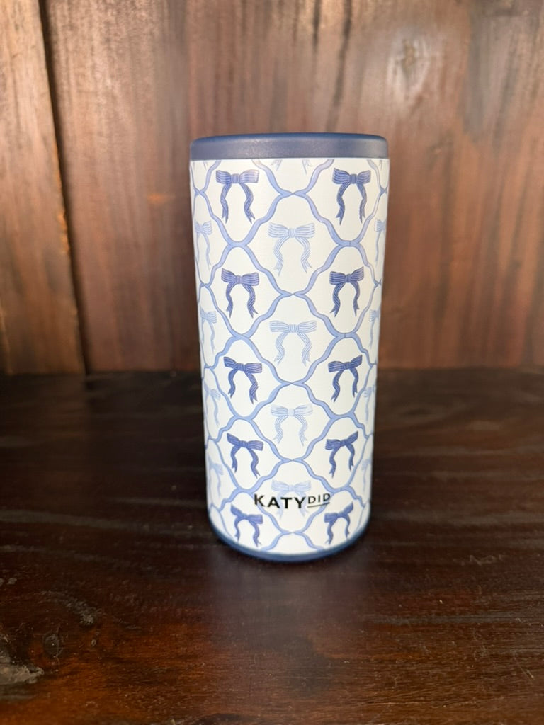 Blue Coquette Bows Slim Can Koozie