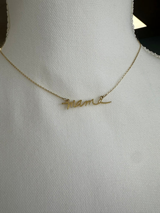 Mama Script Necklace