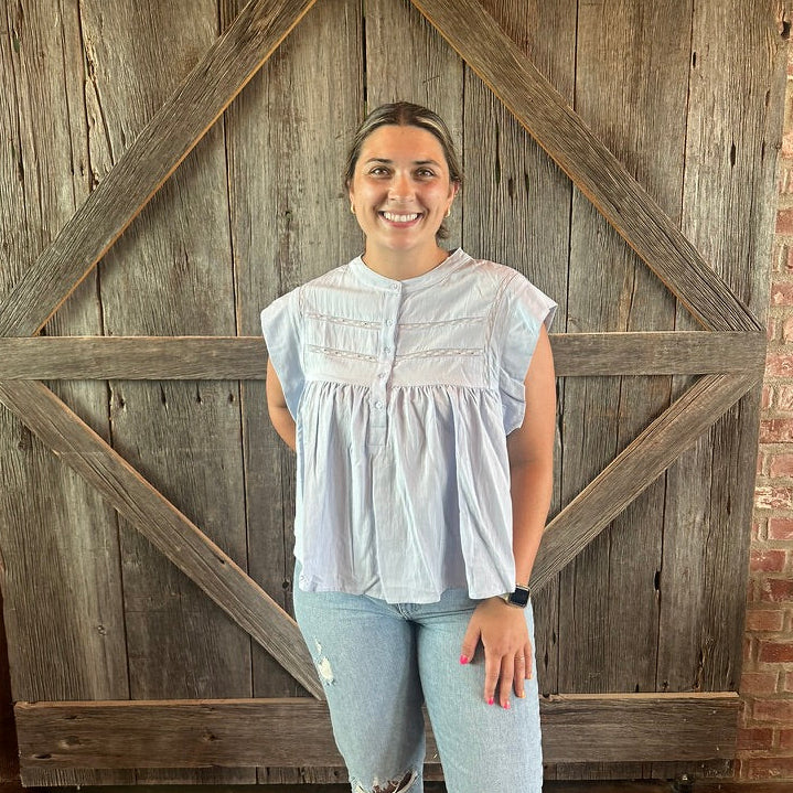 Drop Shoulder Laced Top