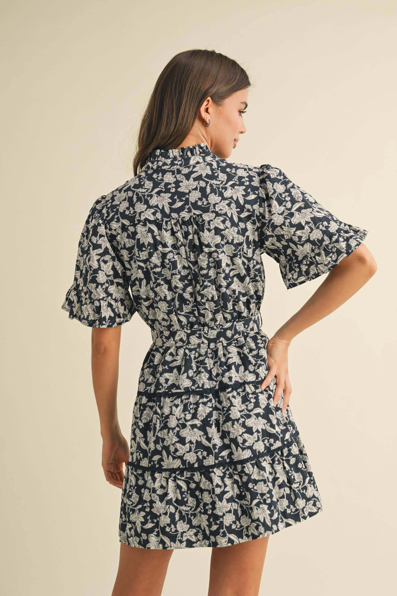 Flirty Ruffled Floral Button Down Mini Dress