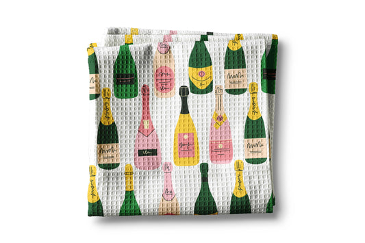Champagne Celebrate Birthday Yay Congrats Kitchen Towel