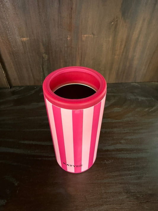 Pink and Hot Pink Striped Slim Can Koozie