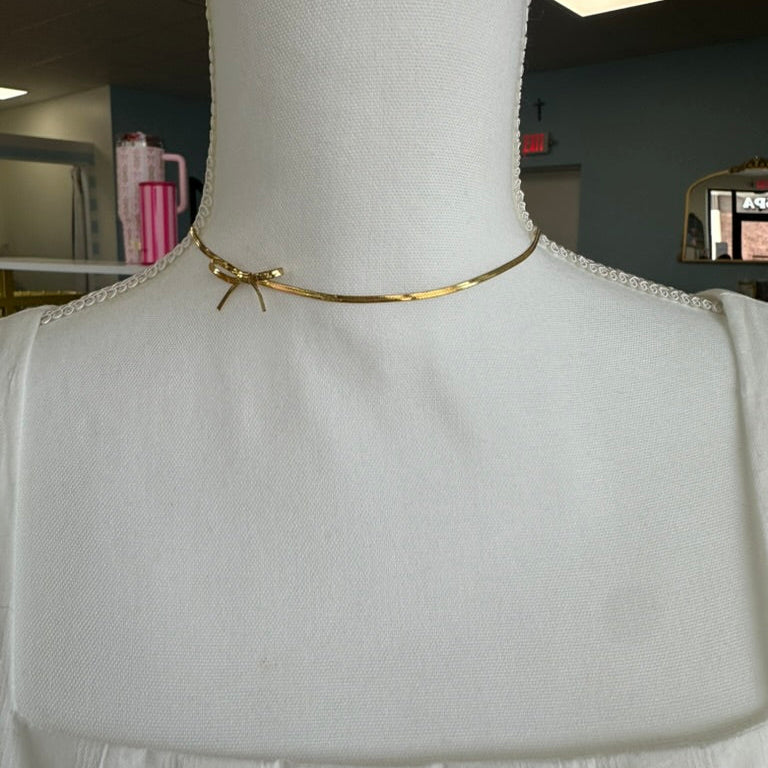 Herringbone Chain Bow Necklace