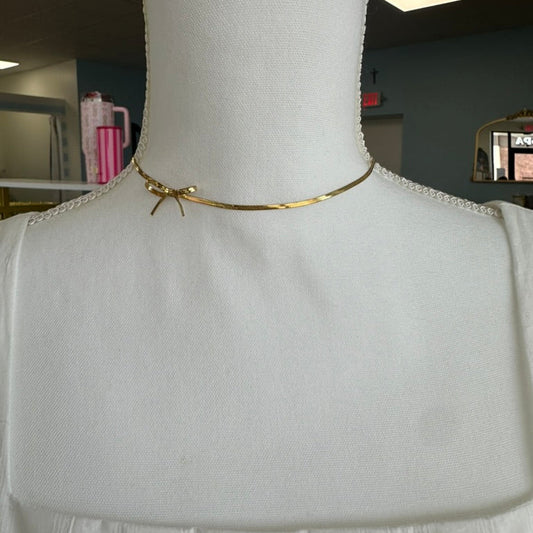 Herringbone Chain Bow Necklace