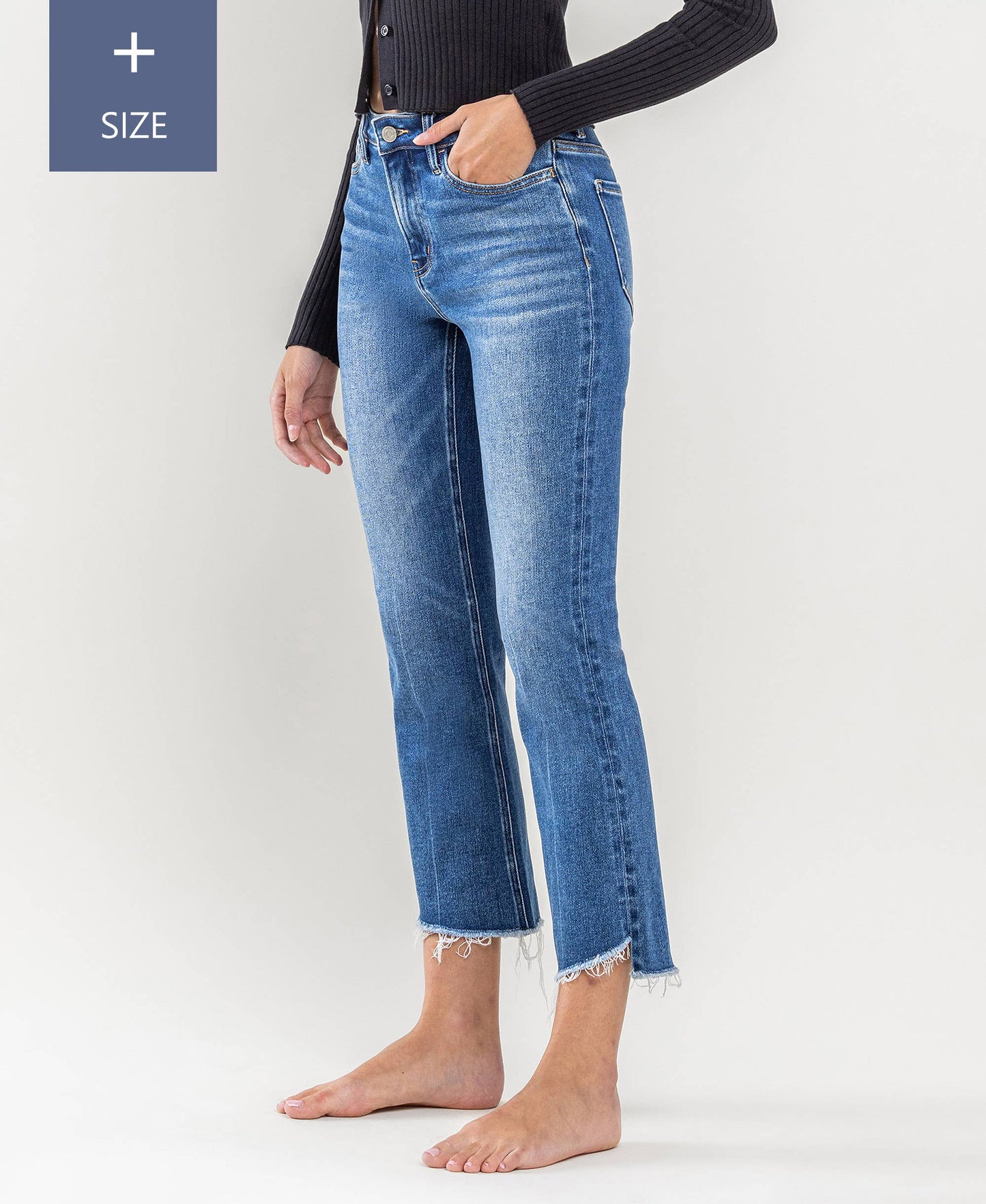 High Rise Raw Step Hem Flare Jeans - Plus Size