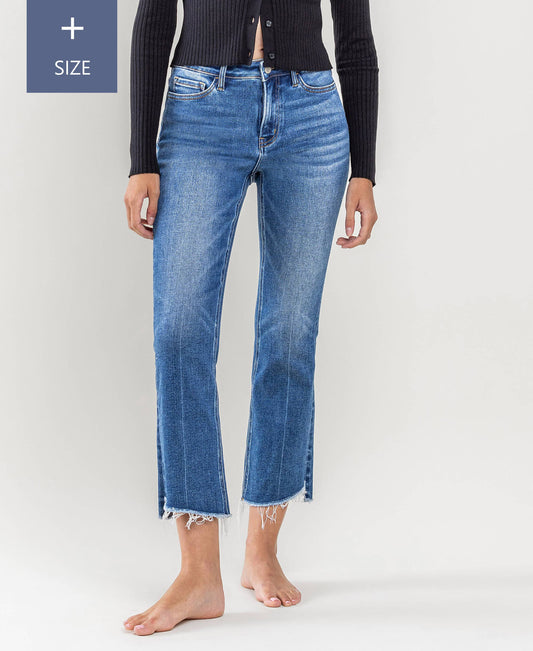 High Rise Raw Step Hem Flare Jeans - Plus Size