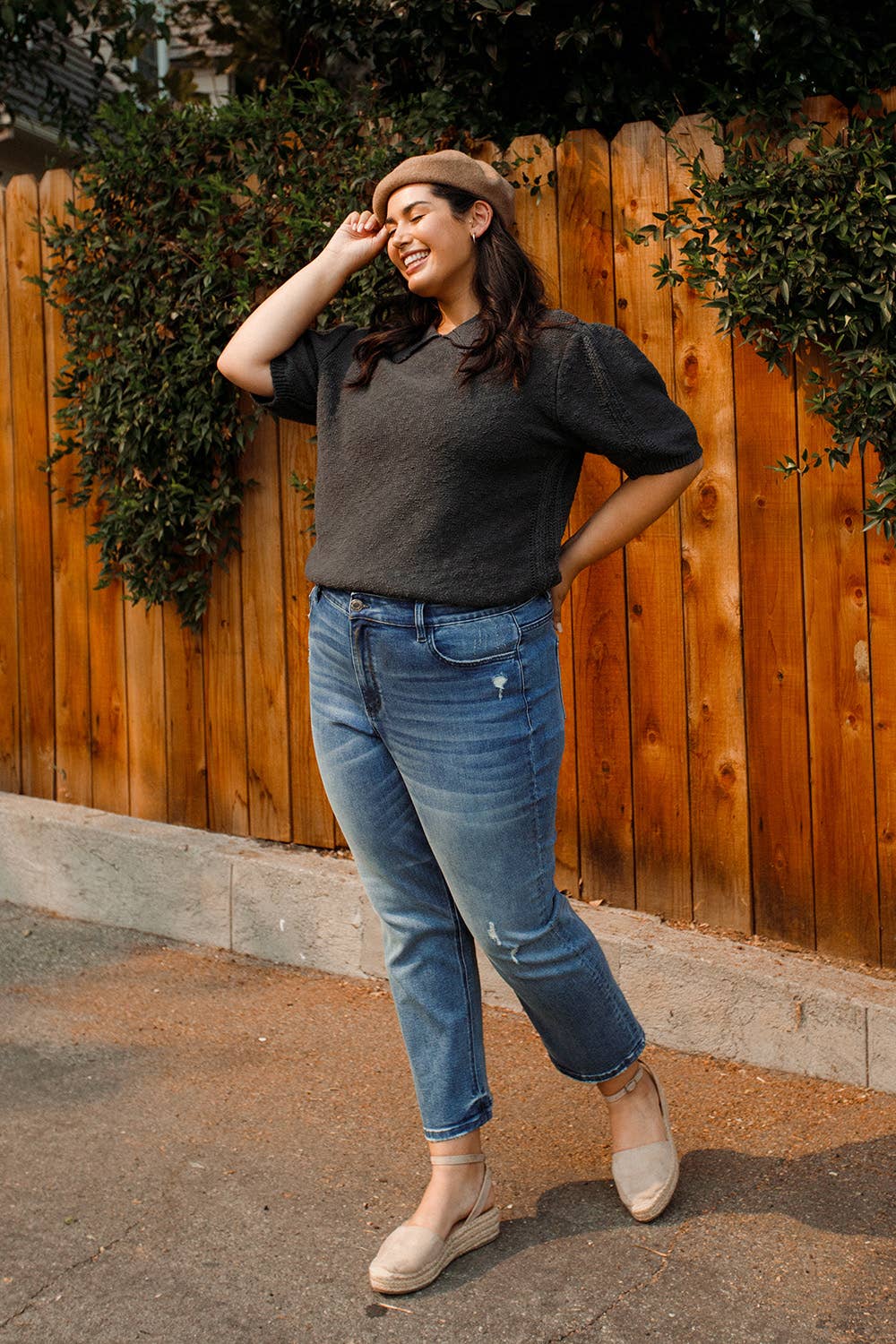 High Rise Crop Slim Straight Jeans - Plus Size