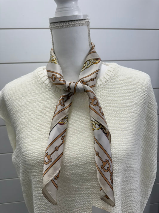 Vintage Belt & Gold Chain Print Silky Scarf