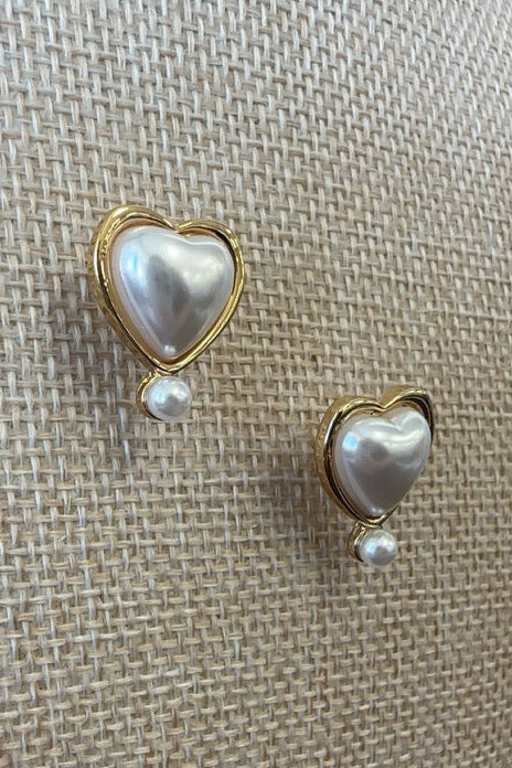 Heart-Shaped Pearl Drop Earrings