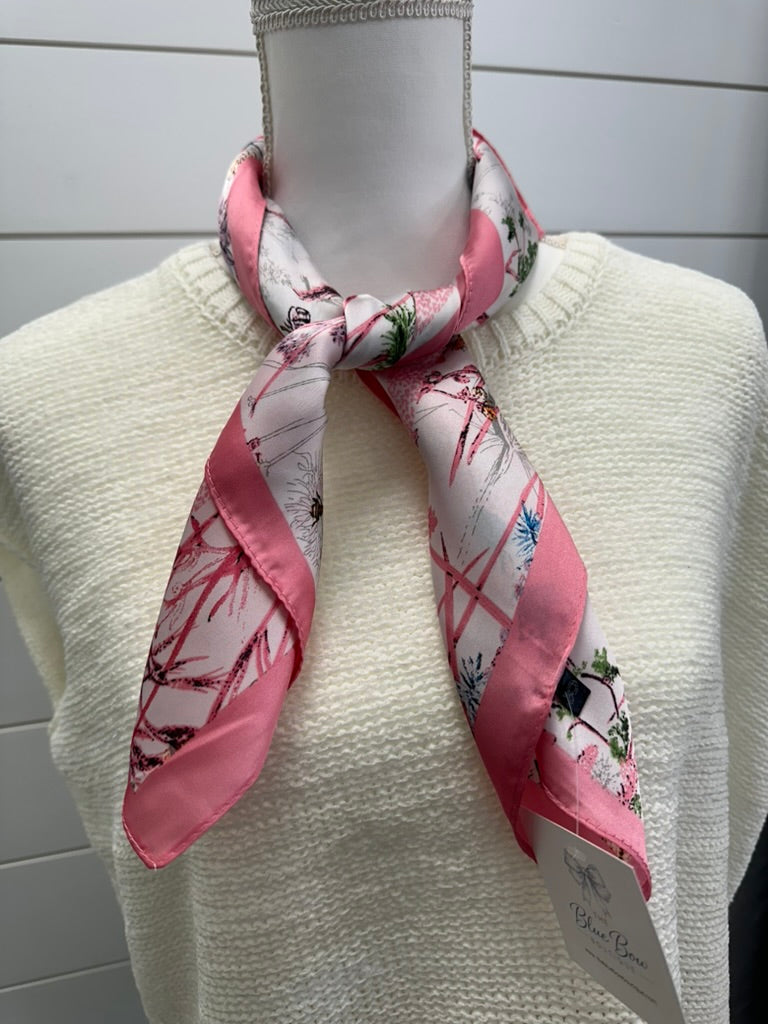 Floral Print Silky Bandana Scarf