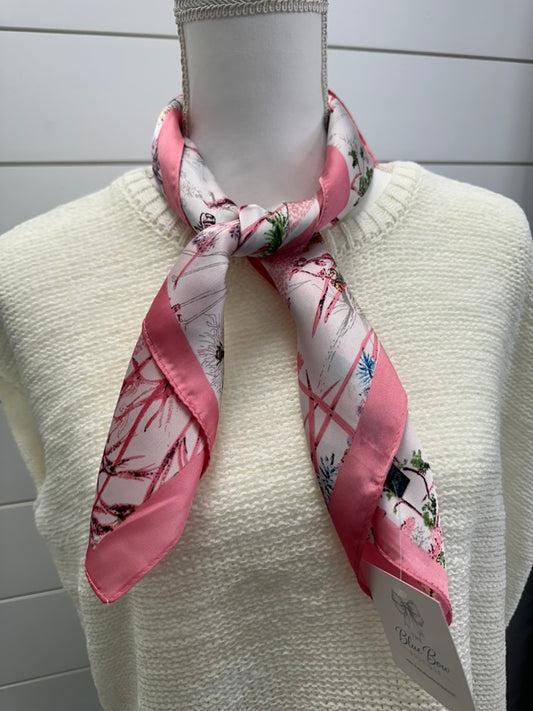 Floral Print Silky Bandana Scarf