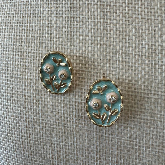 Floral Enamel Drop Earrings with Vintage Charm