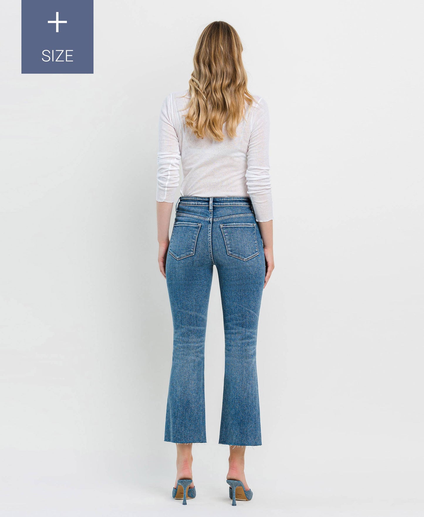 High Rise Clean Cut Raw Hem Crop Flare - Plus Size