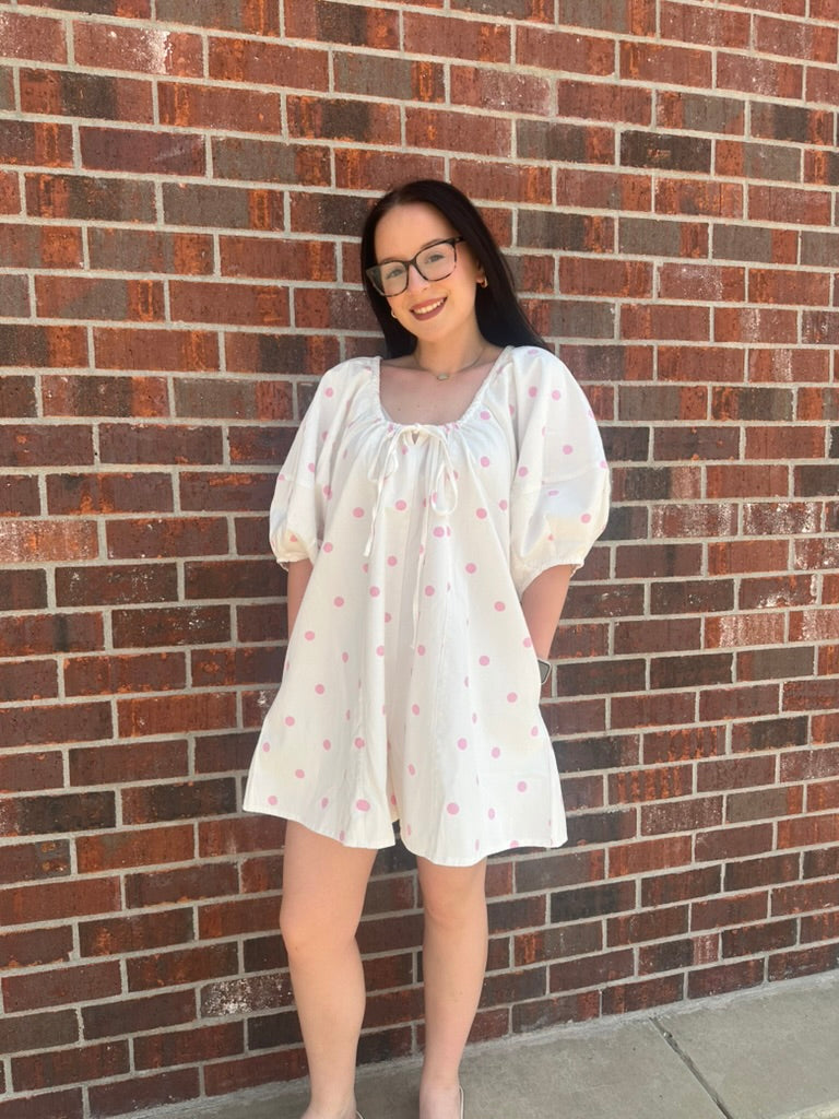 Pretty in Pink Polka Dot Romper