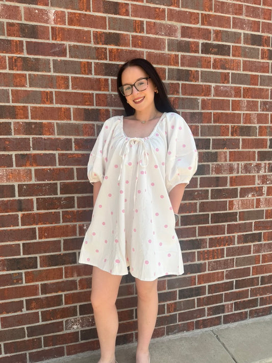 Pretty in Pink Polka Dot Romper