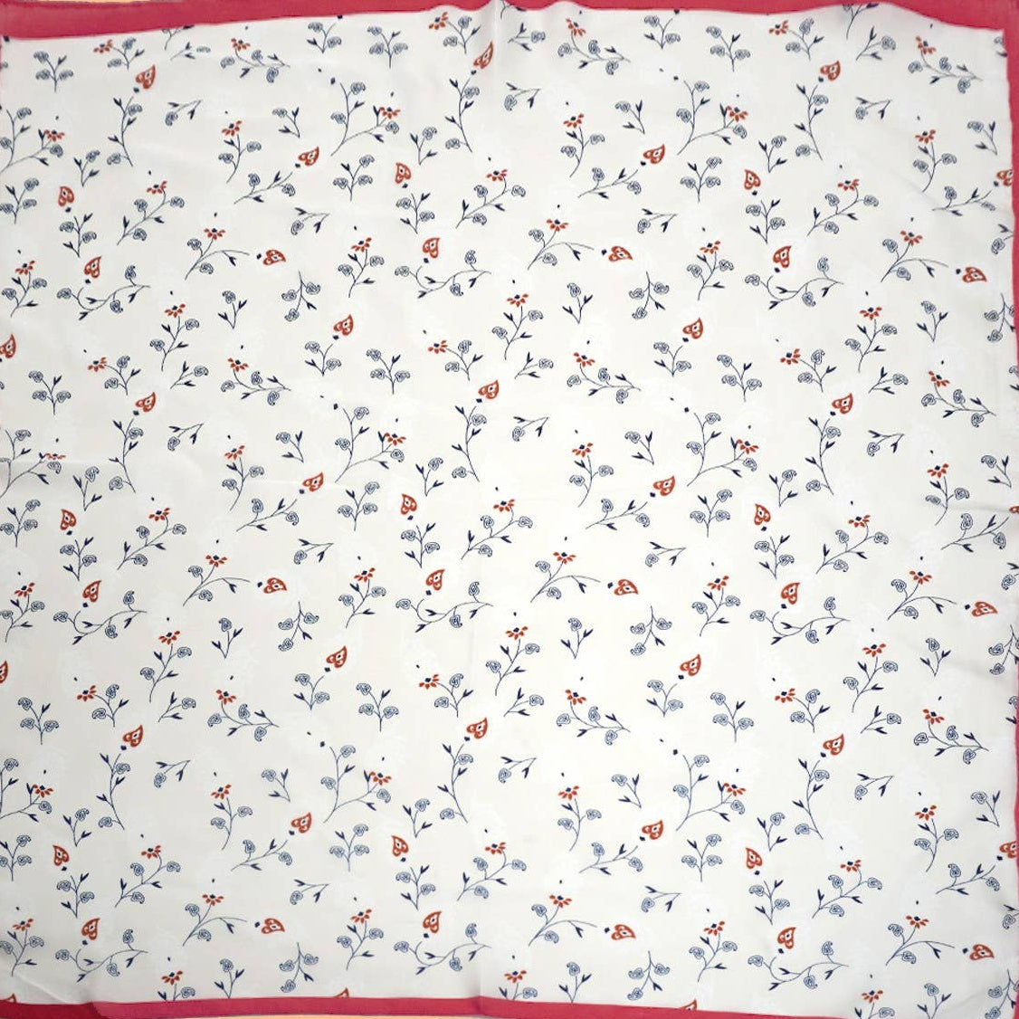 Flower Print Silky Bandana Scarf