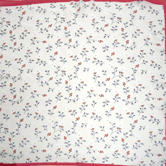 Flower Print Silky Bandana Scarf